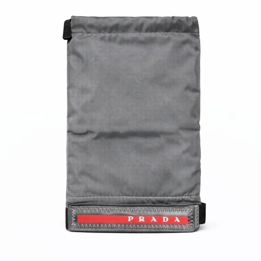 Prada Gray Sunglasses Pouch with Red Logo